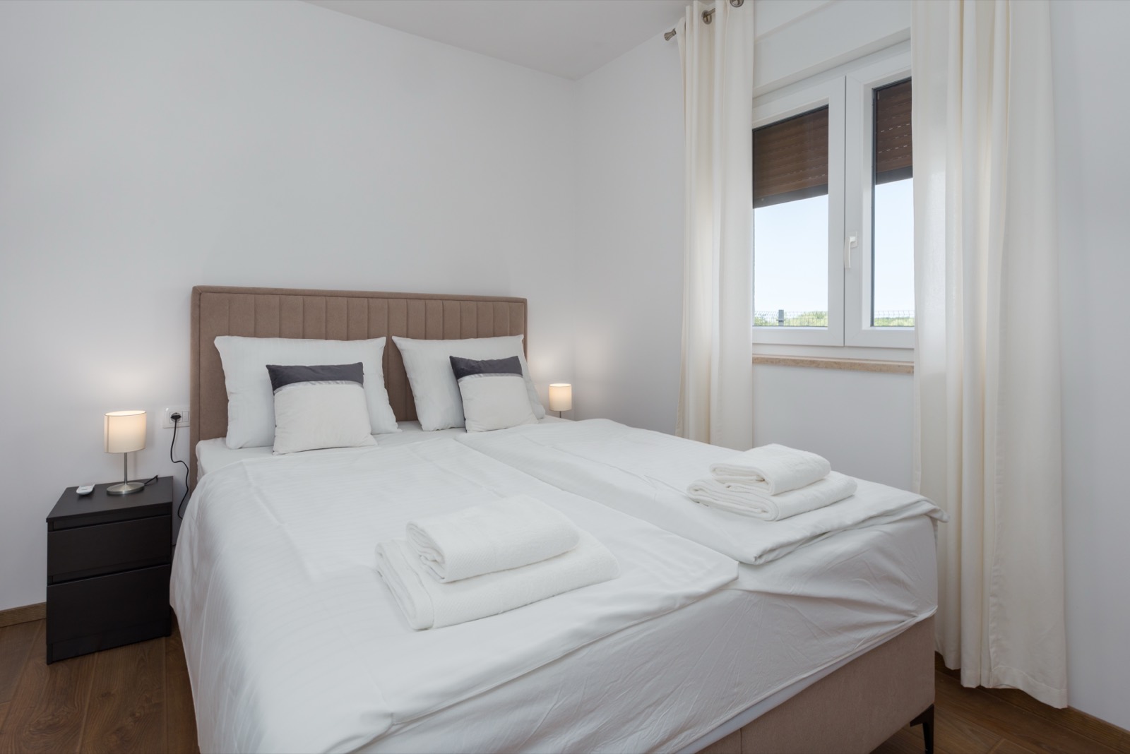 Double bedroom with countryside light from two windows